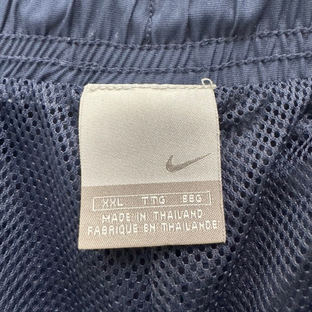 Nike Mens XXL Navy Blue Track Pants Mesh Lined White Stripe Windbreaker Joggers - Picture 3 of 9